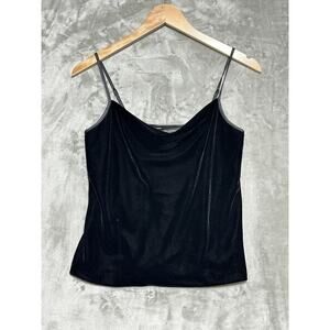NWT Banana Republic Velvet Cowl Neck Camisole Tank Top Womens XXS Black Witchy